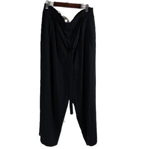 NWT Adrianna Papell Black Wide-Leg Elastic Waist Pants XL Paper Bag Tie Waist